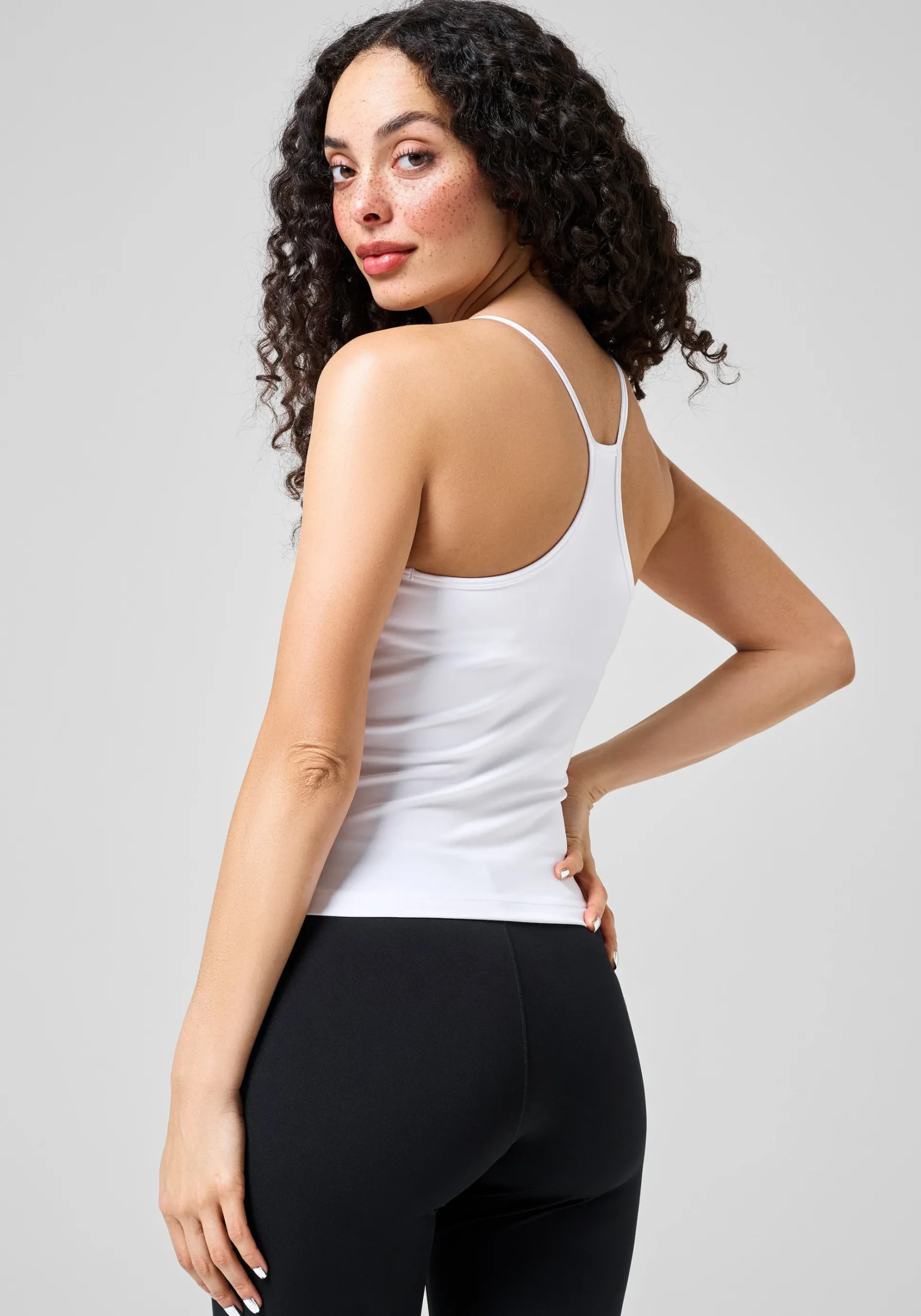Built-In-Bra Halterneck Tank - White