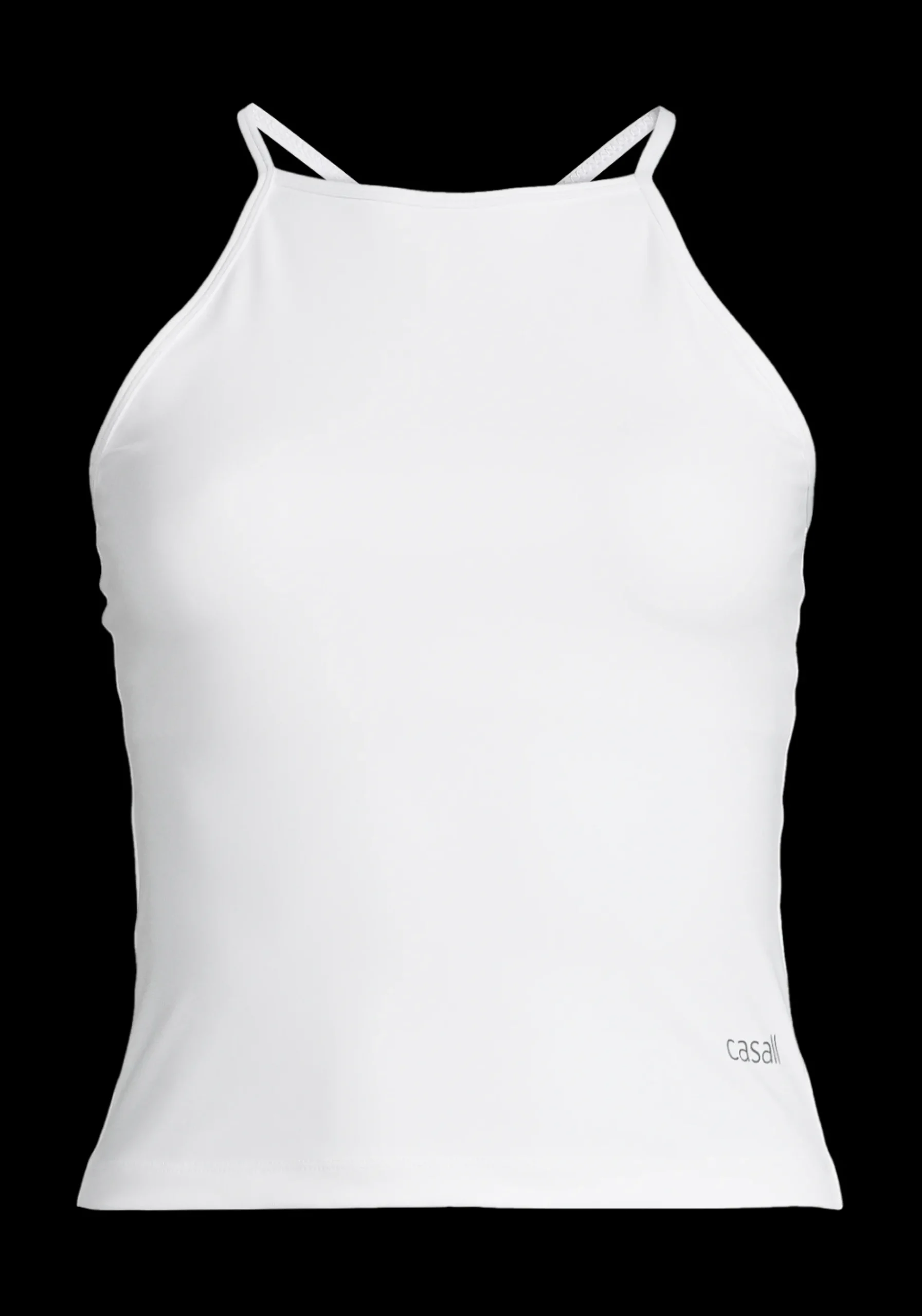Built-In-Bra Halterneck Tank - White