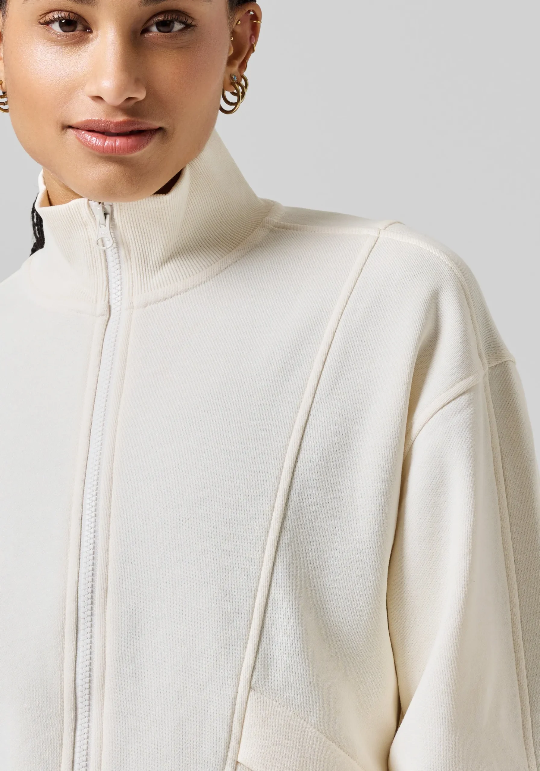 Comfy Full Zip Sweater - Off White