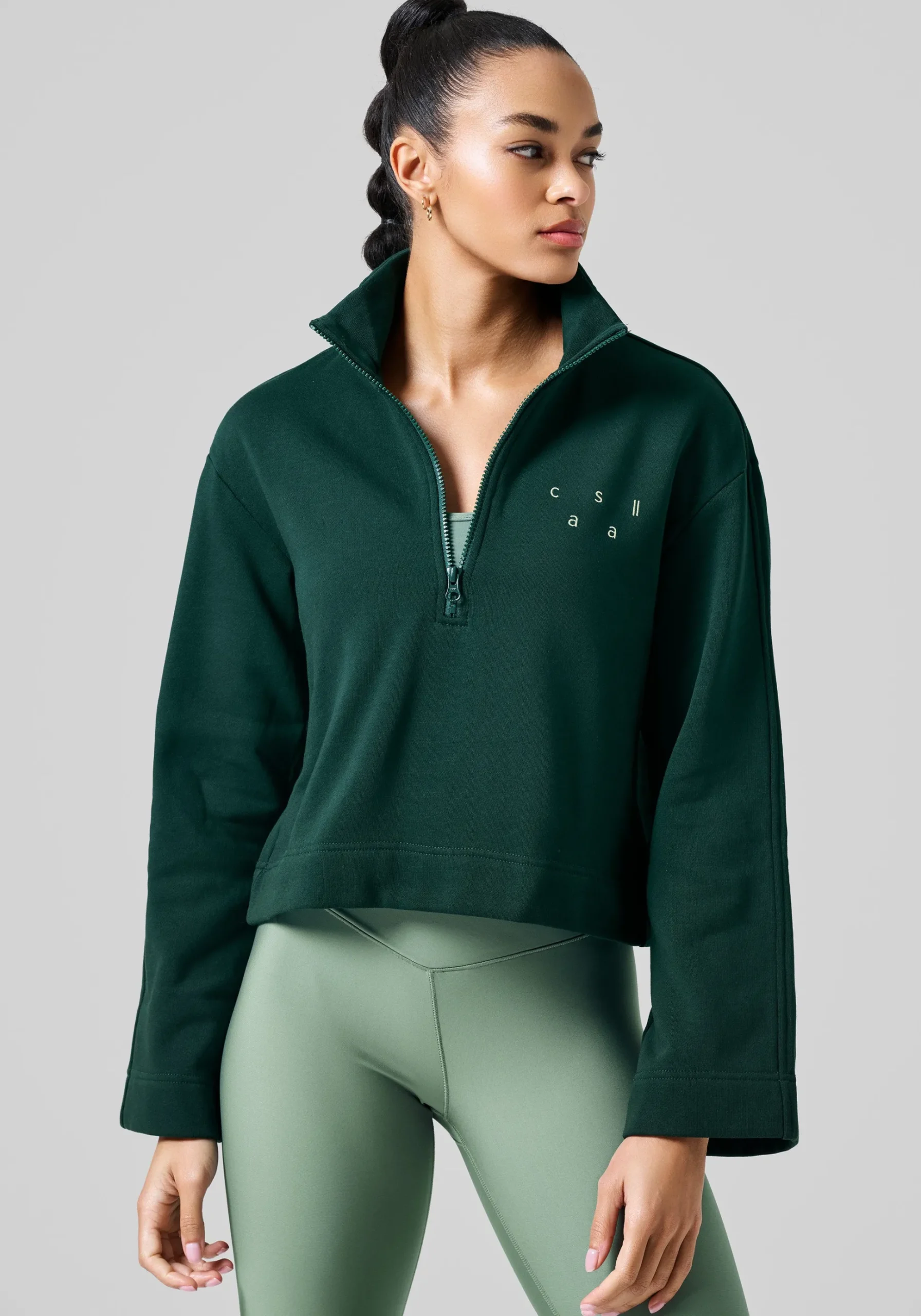 Comfy Half Zip Sweater - Dark Pine