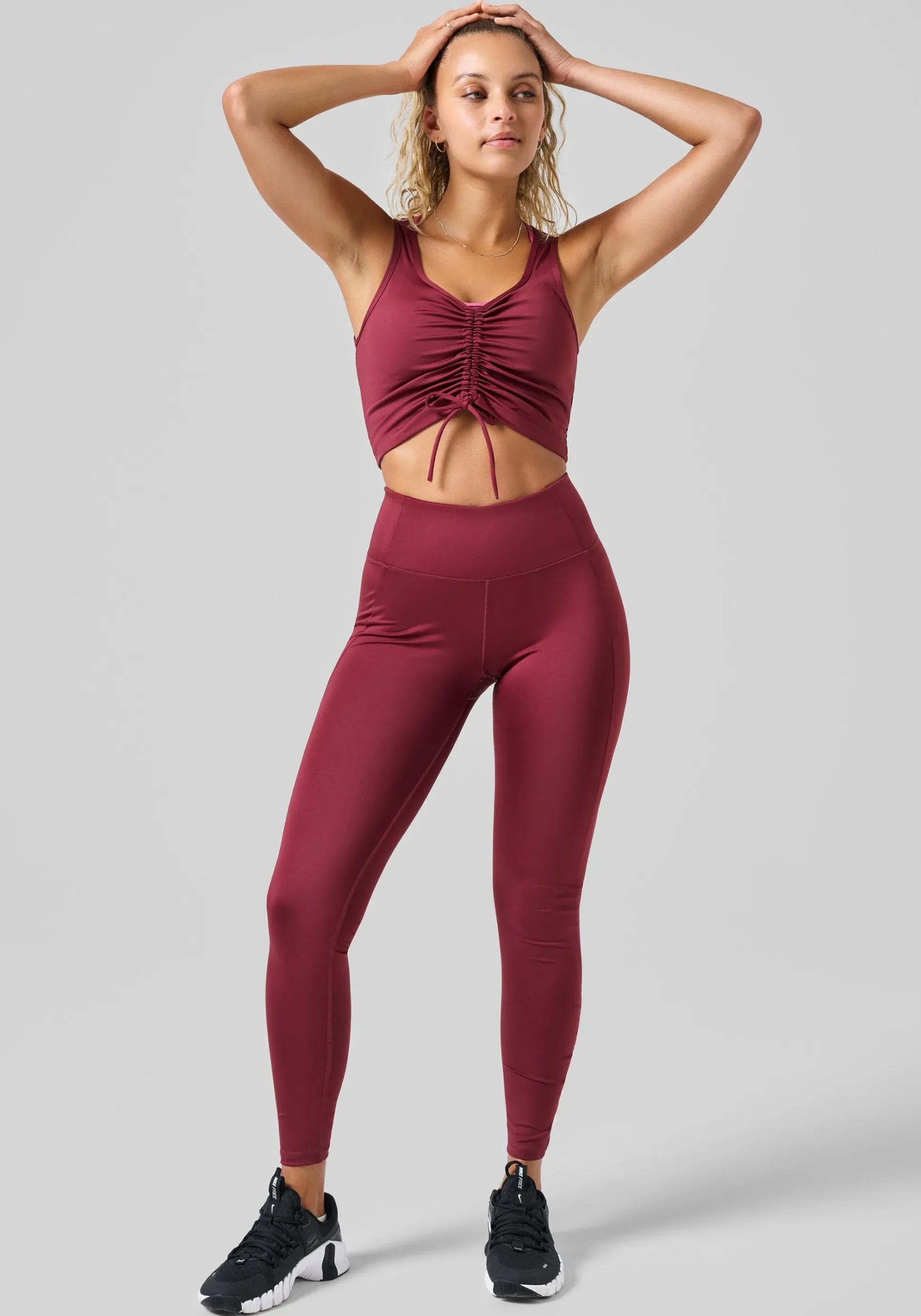 Crease High Waist Tights - Evening Red