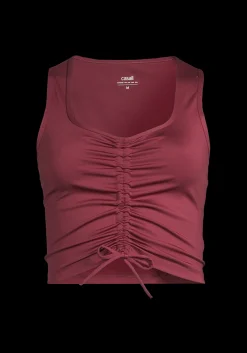 Crease Sleeveless Crop Top - Evening Red