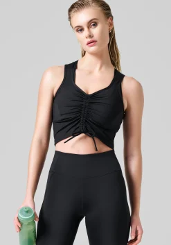 Crease Sleeveless Crop Top - Black
