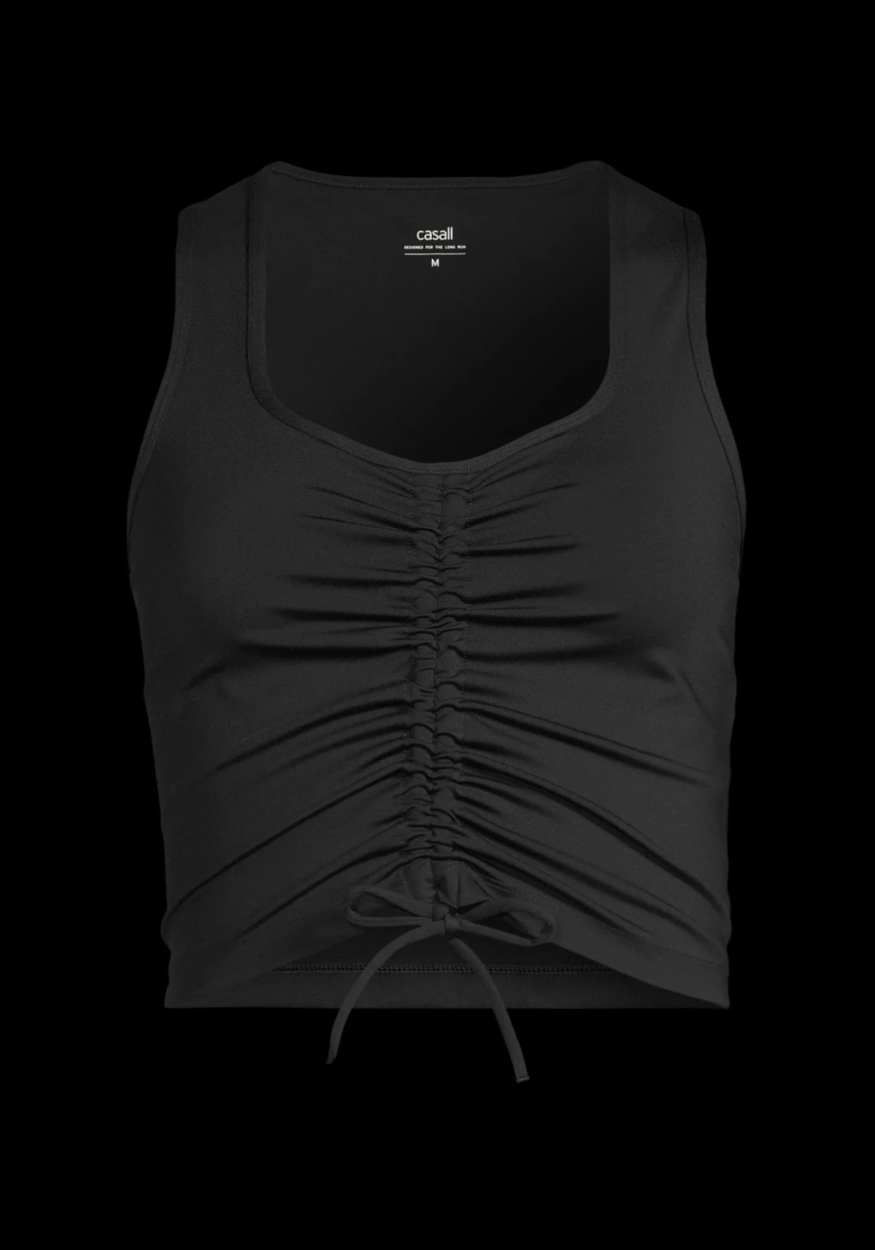 Crease Sleeveless Crop Top - Black