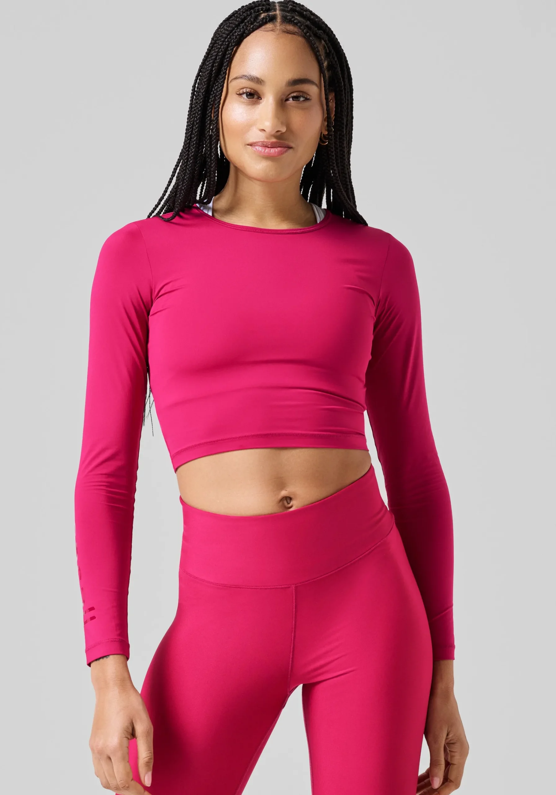 Graphic Crop Long Sleeve - Punch Pink
