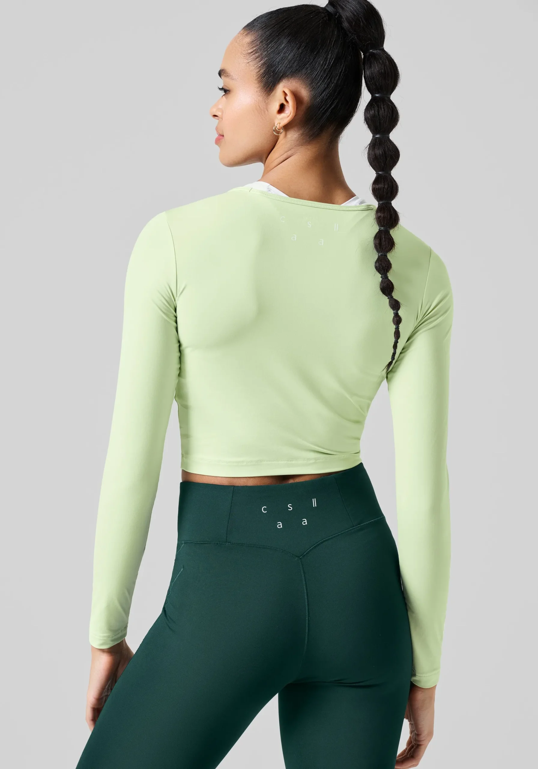 Graphic Crop Long Sleeve - Cool Matcha