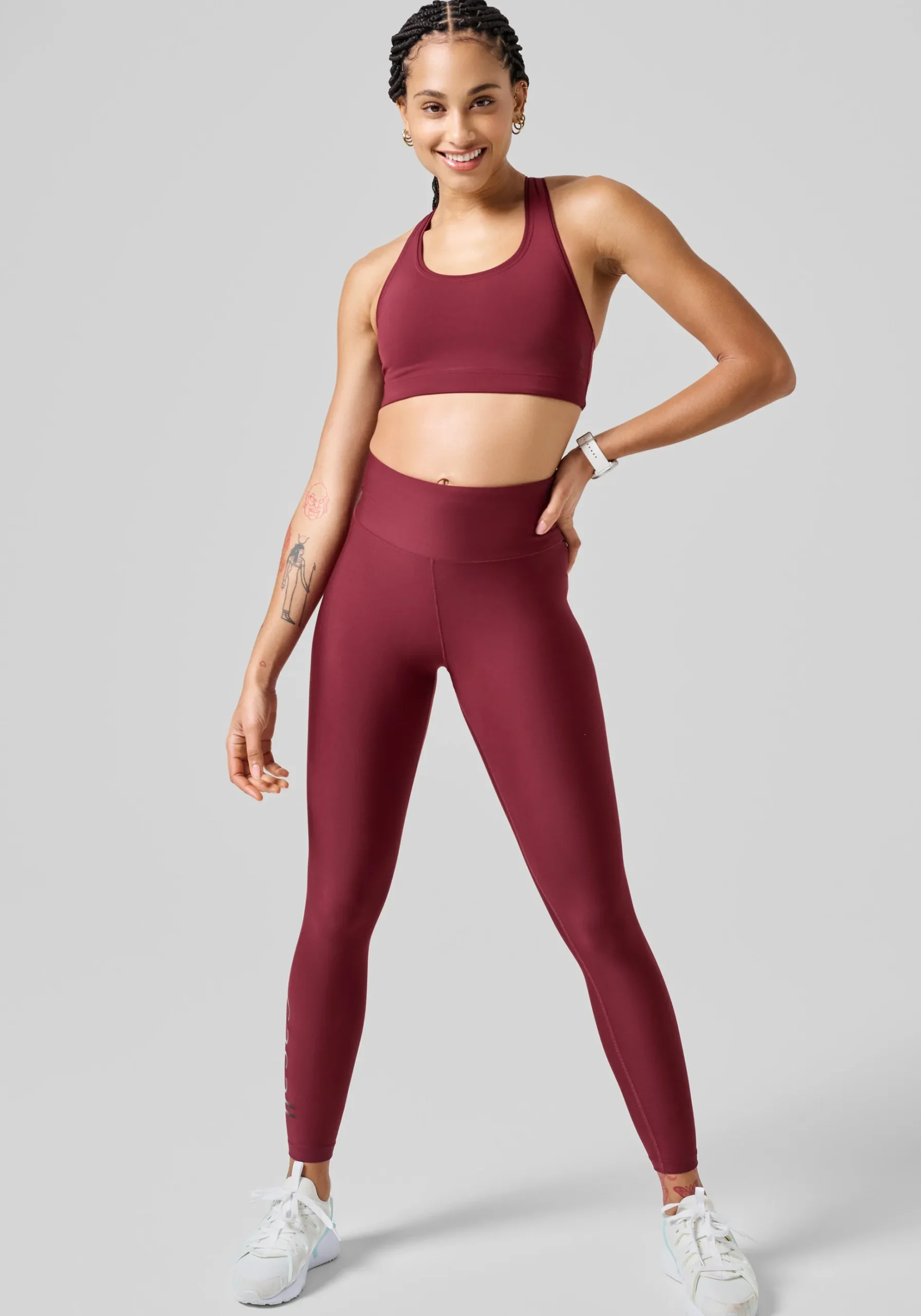 Graphic High Waist Tights - Evening Red