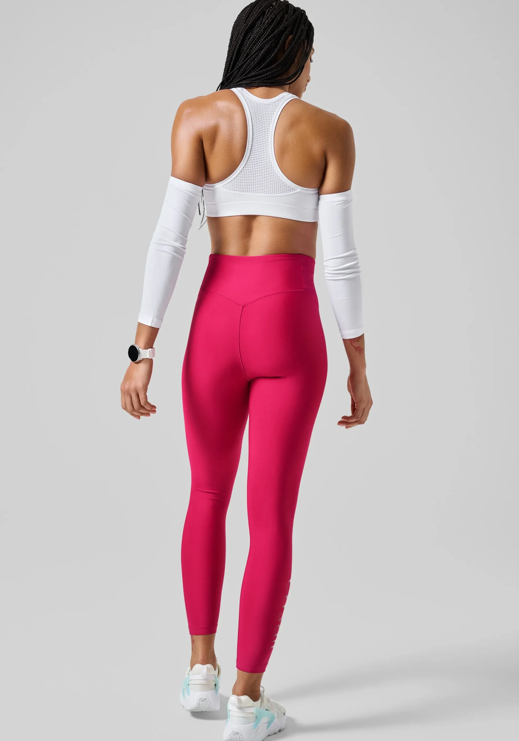 Graphic High Waist Tights - Punch Pink