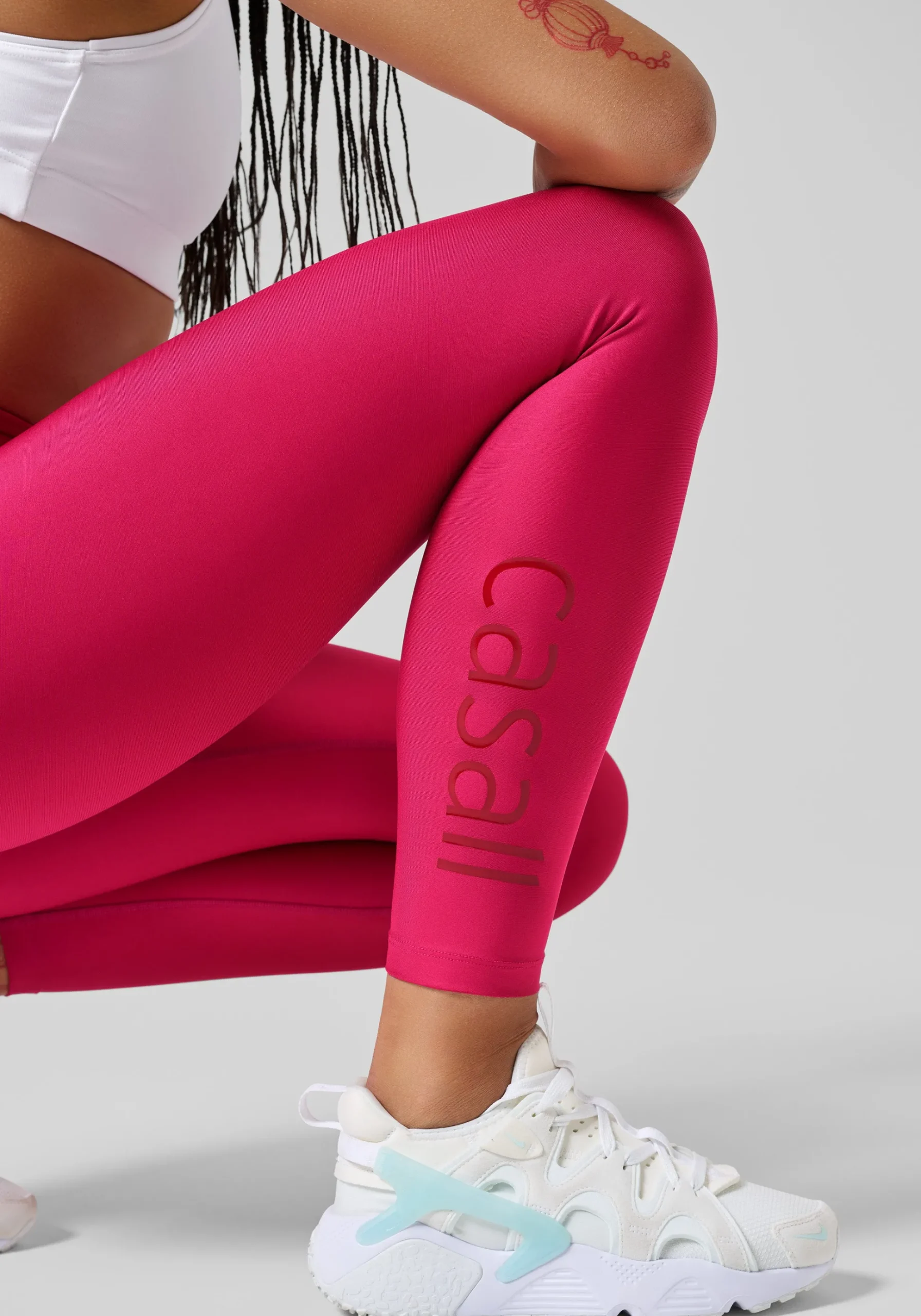 Graphic High Waist Tights - Punch Pink