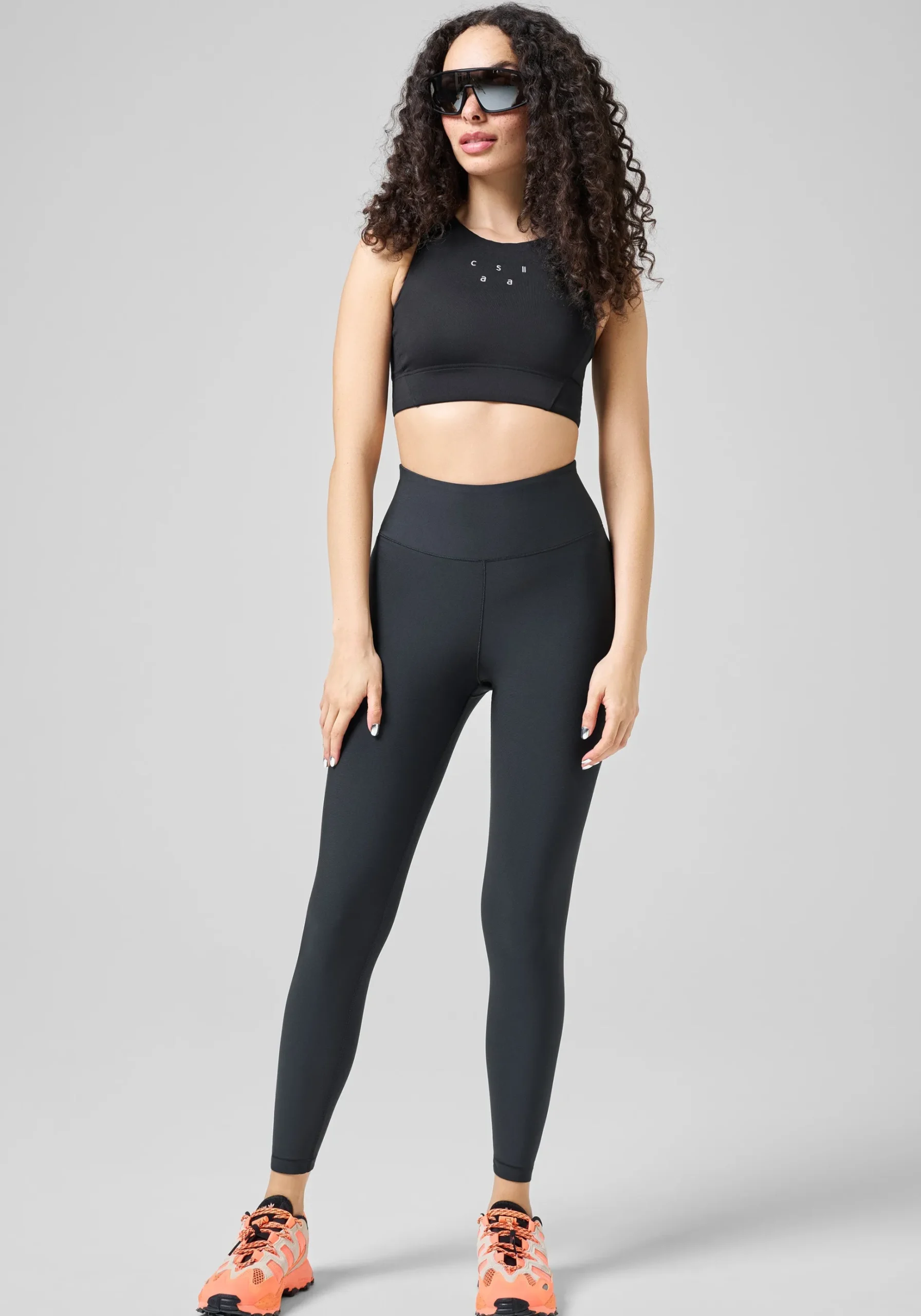 Graphic High Waist Tights - Black