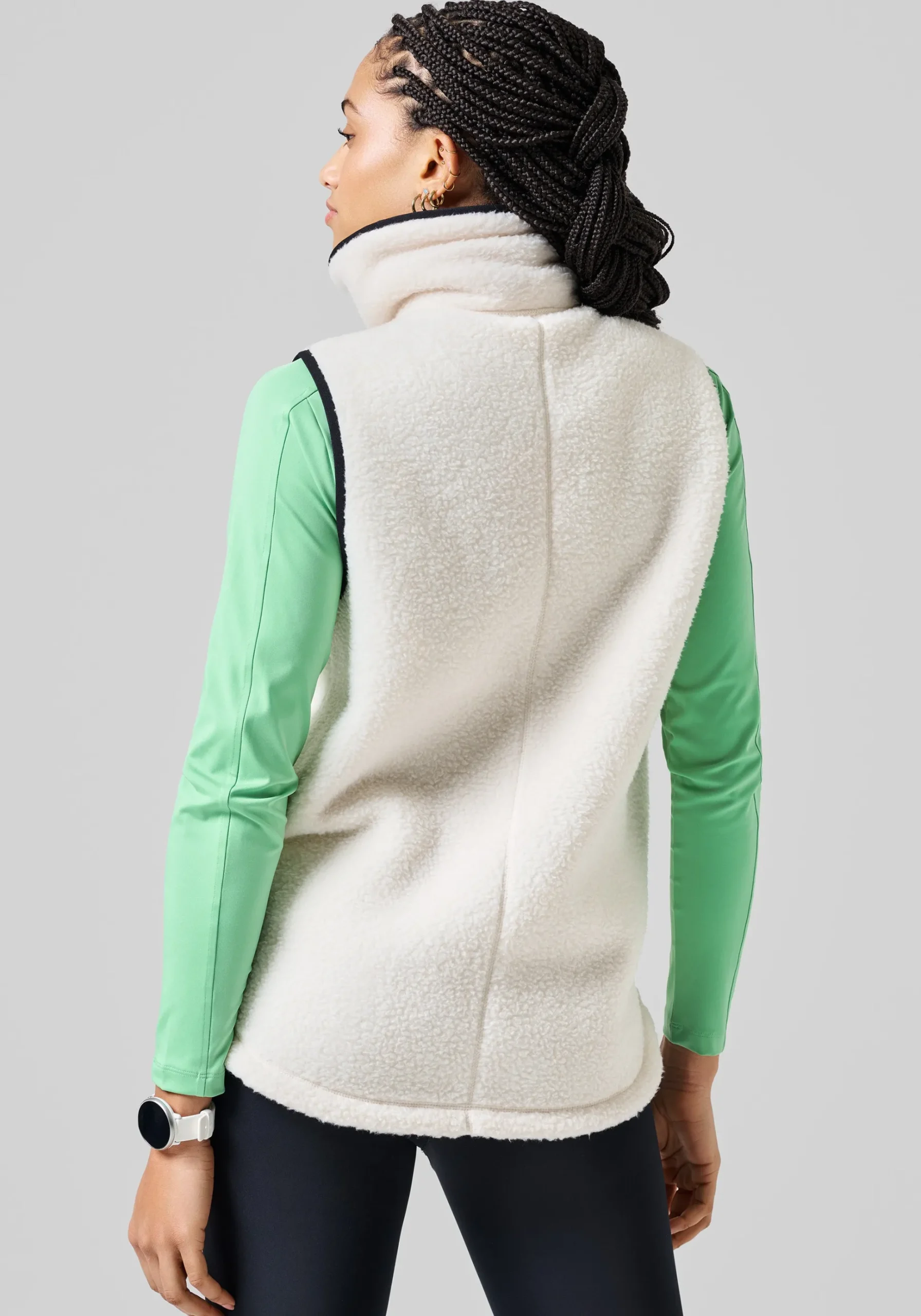 High Collar Pile Vest - Off White