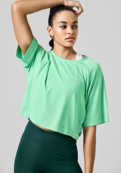 Laser Mesh Crop Tee - Apple Crush