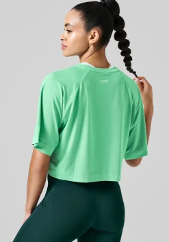 Laser Mesh Crop Tee - Apple Crush