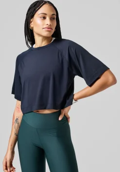Laser Mesh Crop Tee - Black