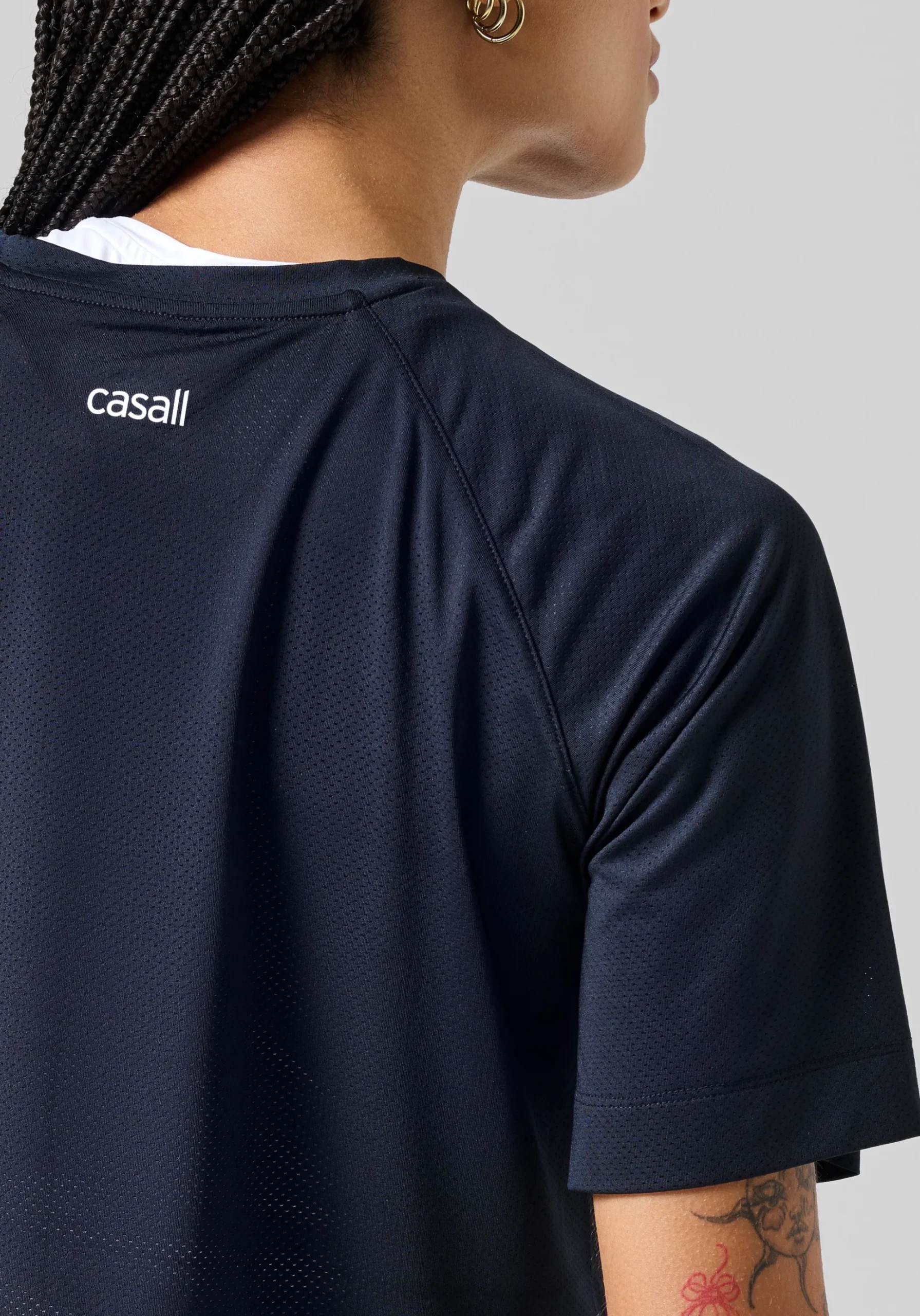 Laser Mesh Crop Tee - Black