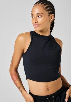 Laser Mesh Crop Top - Black