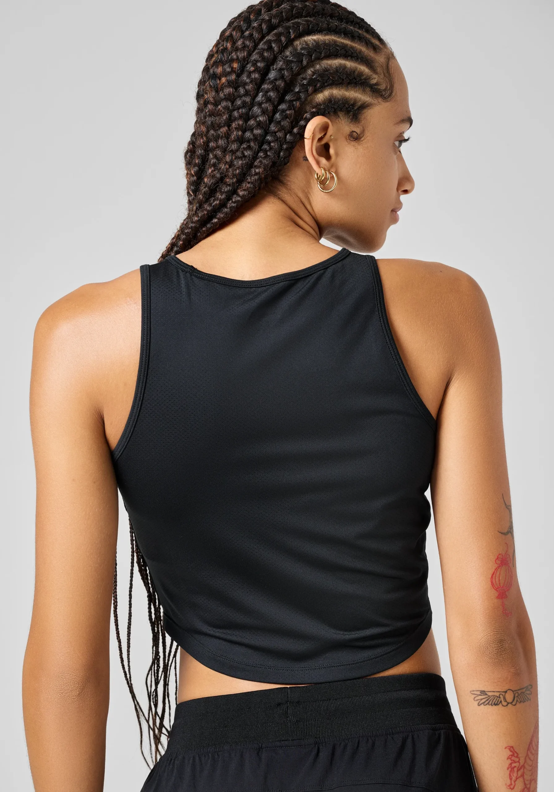 Laser Mesh Crop Top - Black