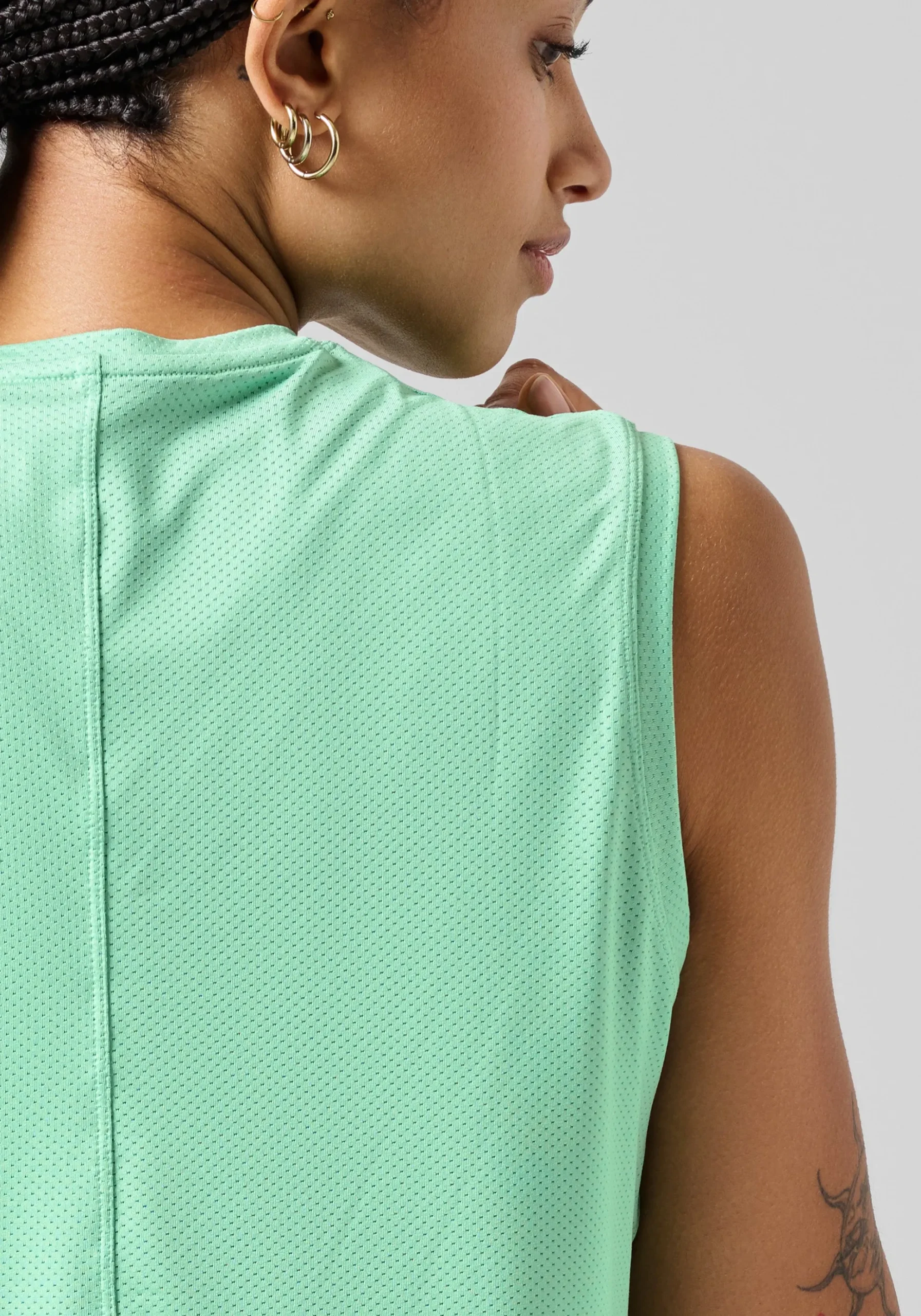 Laser Mesh Muscle Tank - Apple Crush