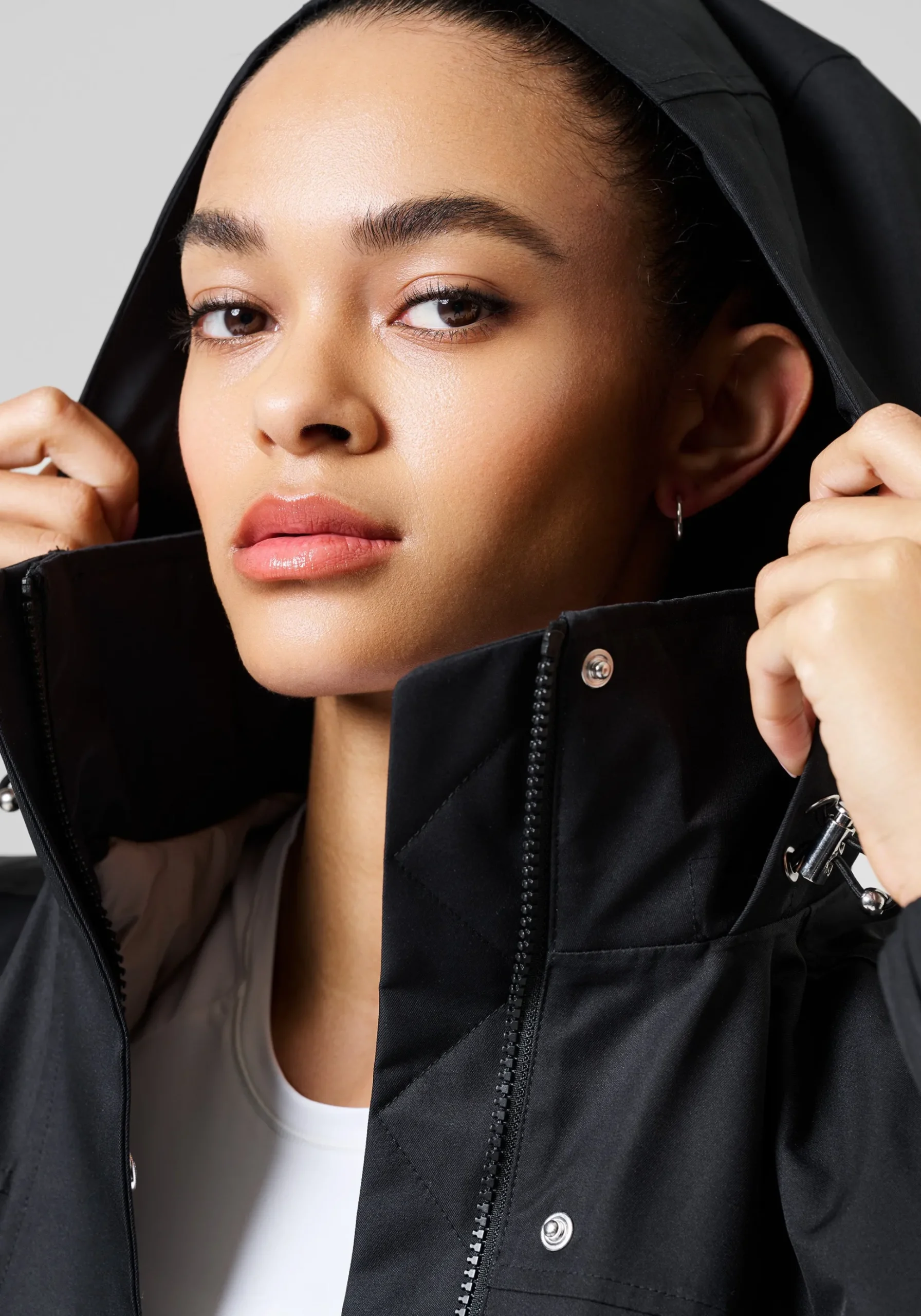 Light Padded Rain Parka - Black