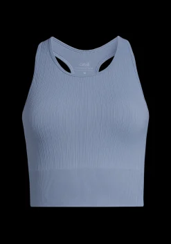 Multi Rib Seamless Padded Sports Top - Sense Blue