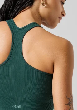 Multi Rib Seamless Padded Sports Top - Dark Pine
