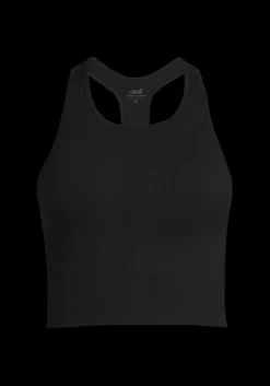 Multi Rib Seamless Padded Sports Top - Black