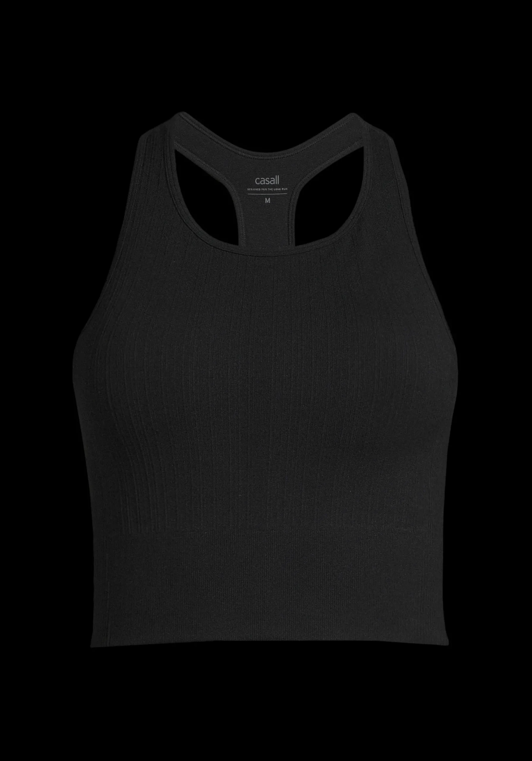Multi Rib Seamless Padded Sports Top - Black