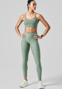 Overlap High Waist Tights - Dusty Green