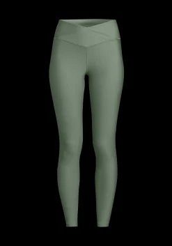Overlap High Waist Tights - Dusty Green