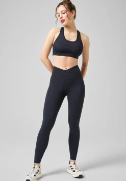 Overlap High Waist Tights - Black