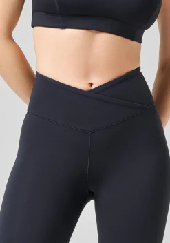 Overlap High Waist Tights - Black