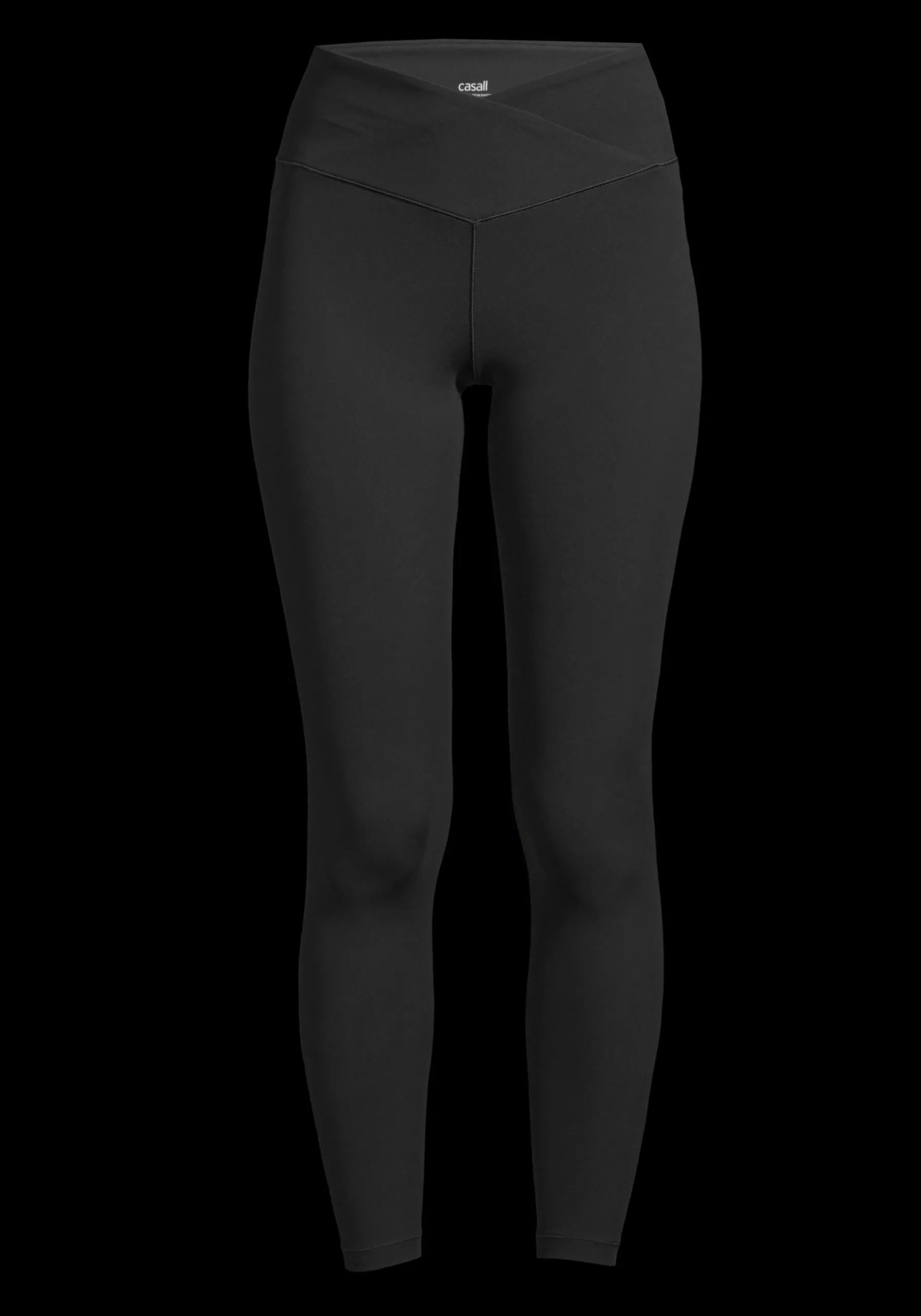Overlap High Waist Tights - Black