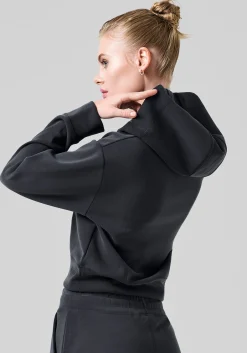 Peachy V-Neck Hoodie - Almost Black