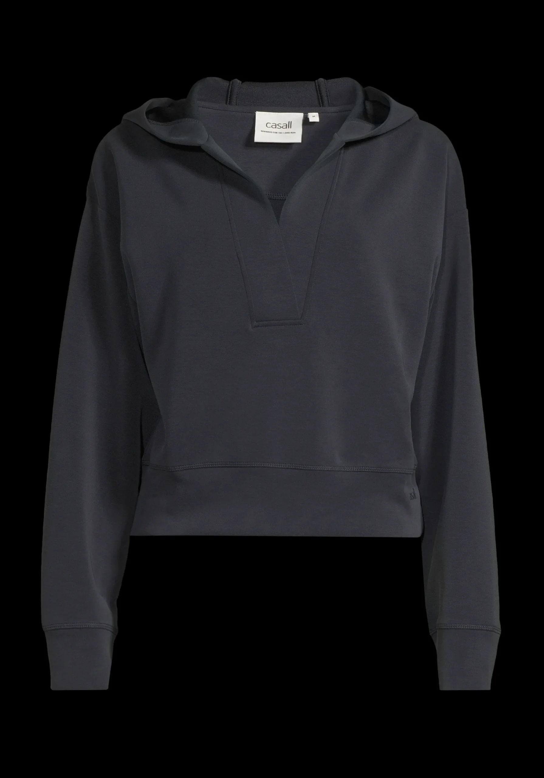 Peachy V-Neck Hoodie - Almost Black