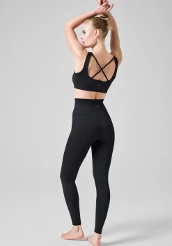 Scallop High Waist Seamless Tights - Black