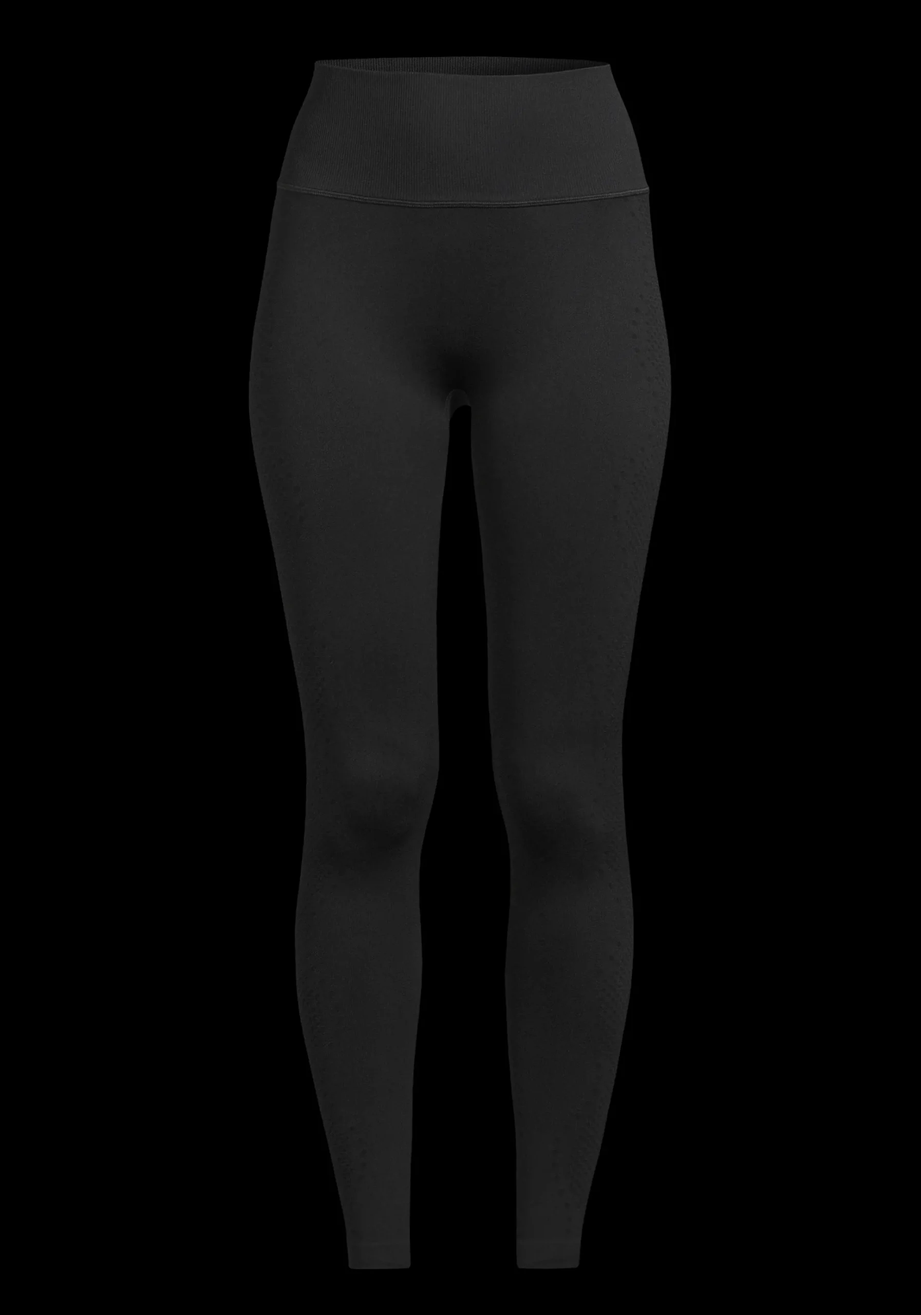 Scallop High Waist Seamless Tights - Black