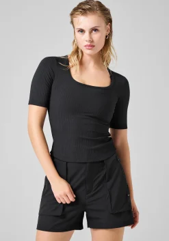 Scoop Rib Tee - Black