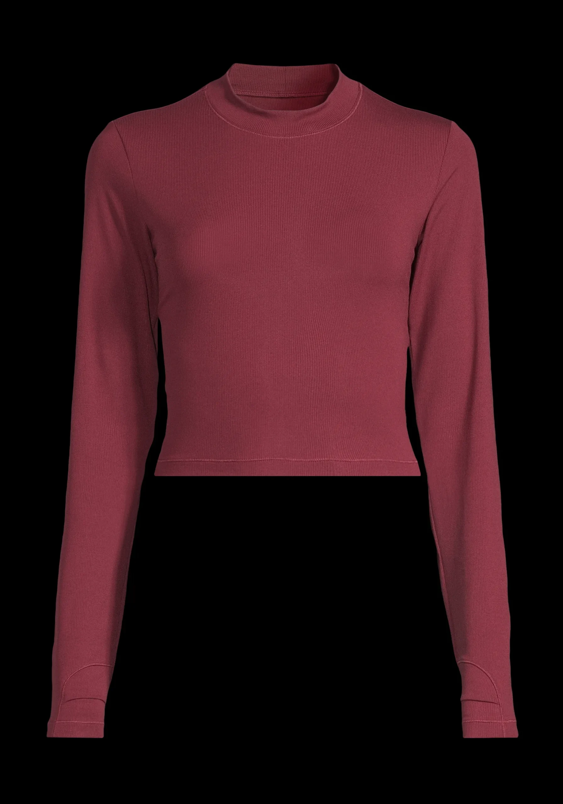 Soft Rib Mock Neck Long Sleeve - Evening Red