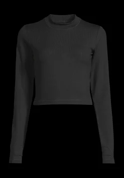 Soft Rib Mock Neck Long Sleeve - Black